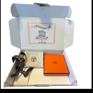 HERMES Empty Jewelry Box with dust pouch, ribbon and pamphlets 4 x 4.5